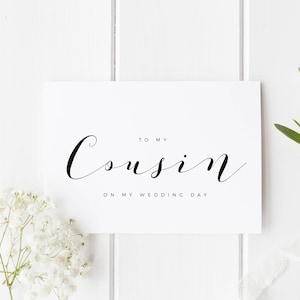 À mon cousin le jour de mon mariage, carte de mariage d'un cousin, carte de mariage d'un cousin, carte de calligraphie le jour du mariage d'un cousin, cousine le jour de mon mariage
