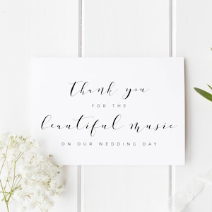 Carte de remerciement pour la belle musique, carte de remerciement pour alliance, carte de remerciement pour chanteur de mariage, remerciement pour chorale de mariage, carte pour DJ