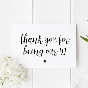 Merci DJ carte de mariage, merci d'être notre DJ, Merci Musique carte de mariage, Carte pour DJ de mariage, Musique de mariage Merci Carte