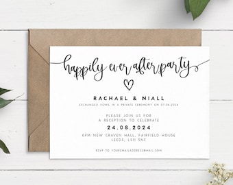 Happily Ever After Party Invite, Evening Reception Invitation, Wedding Party Invite, Elopement Party, Wedding Reception Invite With RSVP