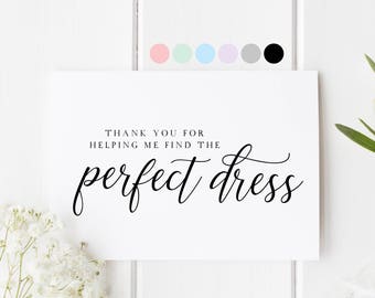 Thank You Wedding Dress, Thank You For Helping My Find The Perfect Dress, Wedding Dress Card, Wedding Dress Store Thank You Card, Boutique