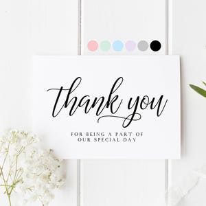 Carte de mariage pour un jour spécial, Carte de remerciement de mariage, Merci d'avoir fait partie de notre carte pour un jour spécial, Merci pour jeunes mariés, Carte d'invité de mariage