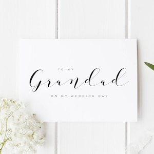 À mon grand-père le jour de mon mariage, carte de mariage de grand-père, carte de mariage de calligraphie, carte pour le jour de mariage de papa, carte de jour de mariage des grands-parents