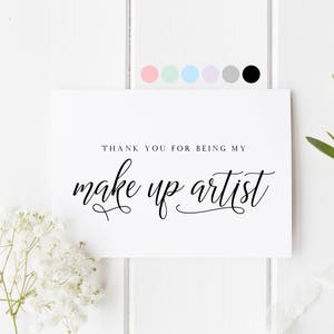 Maquilleur Merci carte, mariage Make Up Artist, Carte pour coiffeur de mariage, Carte pour MUA, Vendeur de mariage Merci Carte, Merci