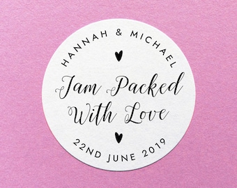 Jam Packed With Love Sticker, Wedding Jam Sticker, Wedding Favor Stickers, Wedding Jelly Label, Personalisierter Marmeladen Sticker, Party Favor Label