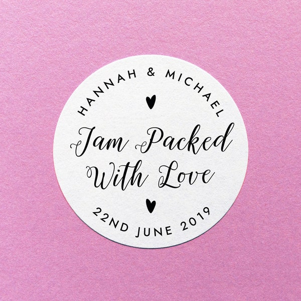 Jam Packed With Love Sticker, Wedding Jam Sticker, Wedding Favor Stickers, Wedding Jelly Label, Personalisierter Marmeladen Sticker, Party Favor Label