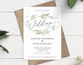 Simple Wedding Invitation, Modern Wedding Invitation, Greenery Wedding Invitation, All In One Invitation, The Wedding Of Invitation