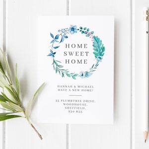 Home Sweet Home Card Pack, Cartes postales d'annonce en mouvement, Pack de carte de changement d'adresse, Cartes d'adresse jolies de couronne, Maison neuve personnalisée