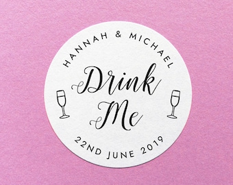 Drink Me Sticker, Personalized Favour Stickers, Drink Party Favor Stickers, Shot Glass Label, Alice In Wonderland Sticker, Drink Favor Label