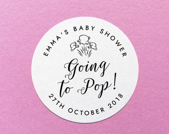 Going To Pop Stickers, Baby Shower Stickers, Popcorn Labels, Baby Shower Popcorn, Shower Favor Stickers, She's Going To Pop Shower Stickers
