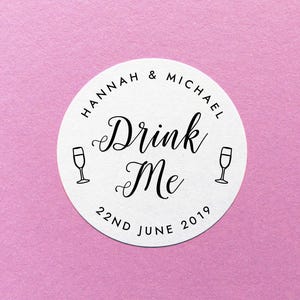 Drink Me Sticker, Personalized Favour Stickers, Drink Party Favor Stickers, Shot Glass Label, Alice In Wonderland Sticker, Drink Favor Label