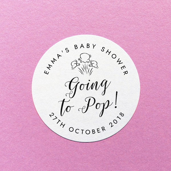 Going To Pop Stickers, Baby Shower Stickers, Popcorn Labels, Baby Shower Popcorn, Shower Favor Stickers, She's Going To Pop Shower Stickers