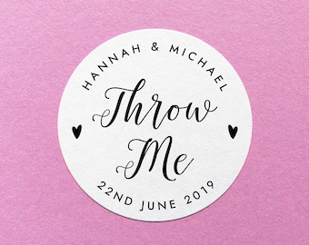 Personalised Throw Me Sticker, Confetti Wedding Label, Wedding Favour Labels, Confetti Sticker, Wedding Confetti Stickers, Custom Throw Me