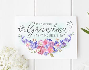 Grandma Mother's Day Card, Personalized Mother's Day Card, Wonderful Nannan Mother's Day Card, Custom Mothers Day Card, Nan Birthday Card