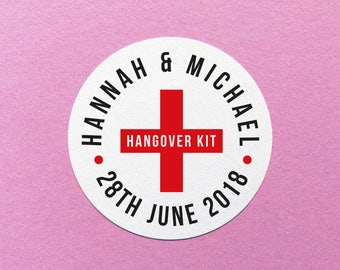 Personalised Hangover Kit Sticker, Emergency Hangover Kit, Custom Wedding Hangover Kit, Party Favor Labels, Personalized Hangover Kit Labels