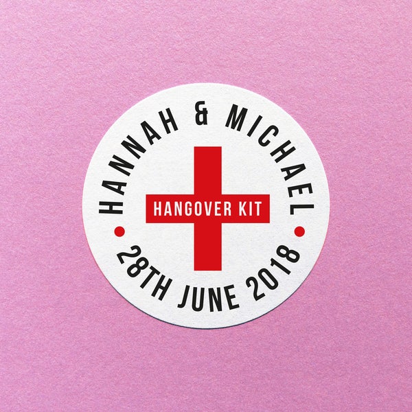 Personalised Hangover Kit Sticker, Emergency Hangover Kit, Custom Wedding Hangover Kit, Party Favor Labels, Personalized Hangover Kit Labels