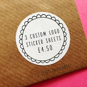 3 Custom Logo Sticker Sheets, Personalised Stickers, Custom Business Stickers, Custom Logo Labels, Wedding Stickers, Thank you Labels
