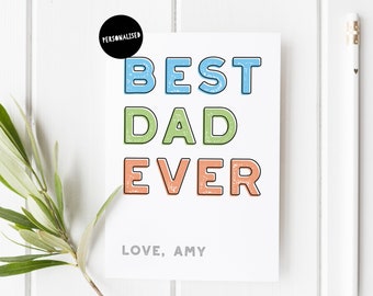 Best Dad Ever Personalised Card, Best Dad Card, Personalised Father's Day Card, Best Dad Ever Card, Card For Step Dad, Simple Father's Day