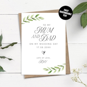 Carte personnalisée le jour du mariage pour maman et papa, carte pour maman et papa le jour du mariage, carte pour mes parents le jour de mon mariage, carte pour les parents de la mariée