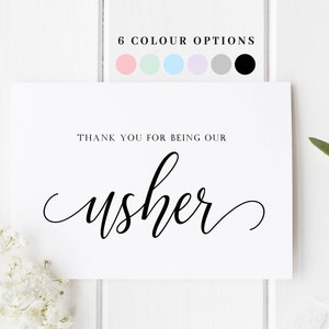 Merci d'être notre huissier, carte pour huissier, carte usher Merci, carte usher de mariage, mariage Merci, Spécial Merci Carte pour Usher