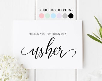 Thank You For Being Our Usher, Card For Usher, Thank You Usher Card, Wedding Usher Card, Wedding Thank You, Special Thank You Card For Usher