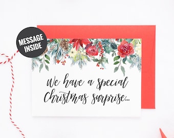 Christmas Pregnancy Announcement Card, We're Pregnant Card, Christmas Surprise Card, You're Going To Be Grandparents, Christmas Baby Card