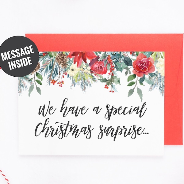 Christmas Pregnancy Announcement Card, We're Pregnant Card, Christmas Surprise Card, You're Going To Be Grandparents, Christmas Baby Card