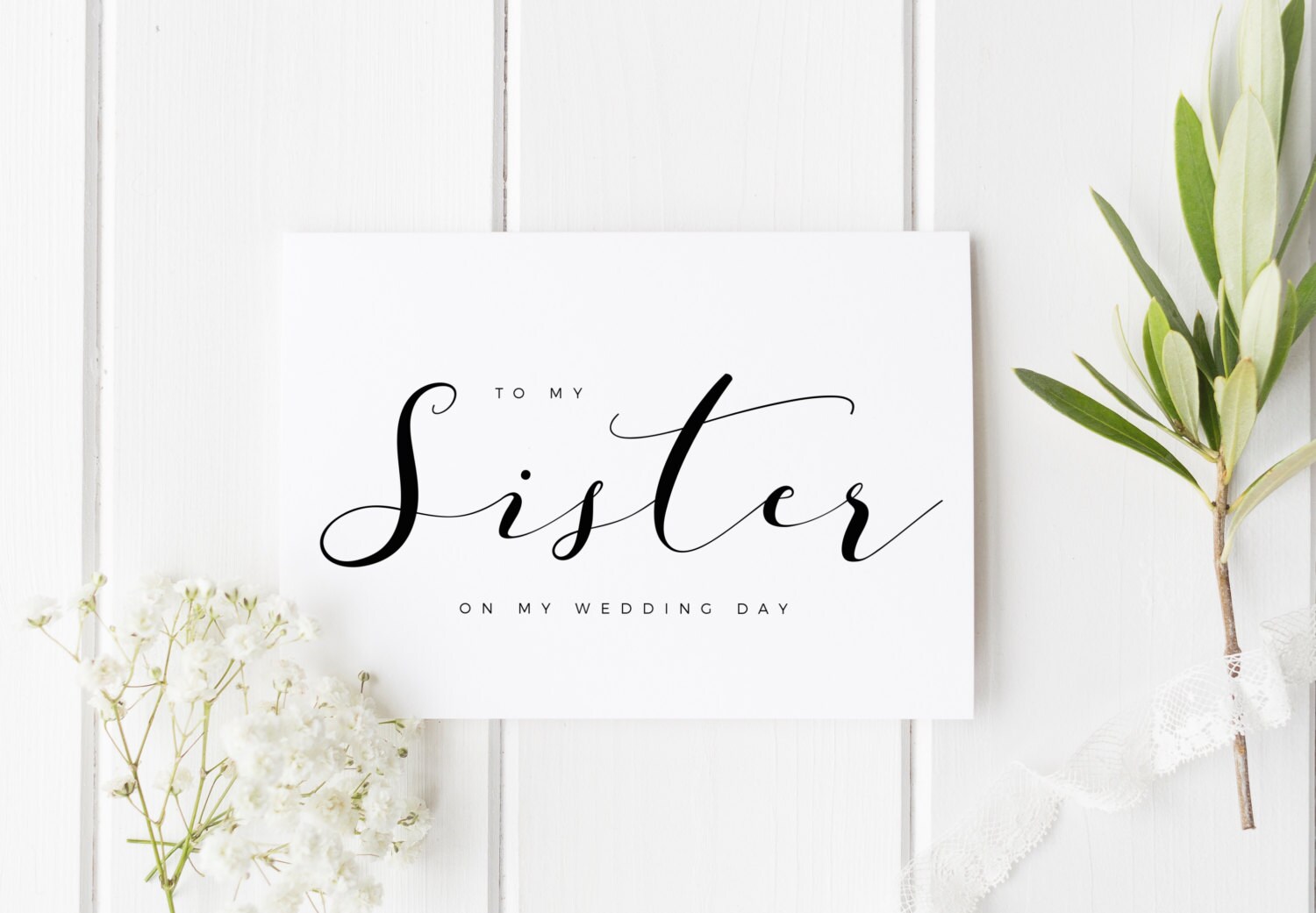 To My Sister On My Wedding Day, Sister Wedding Day Card, Calligraphy …