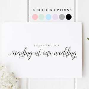 Merci pour la carte de lecture, lectrice de mariage Merci Carte, Merci pour la lecture à notre mariage, Carte lecteur, Merci pour la carte de lecture