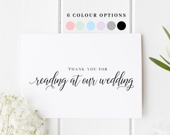 Thank You For Reading Card, Wedding Reader Thank You Card, Thank You For Reading At Our Wedding, Reader Card, Thank You For Reading Card