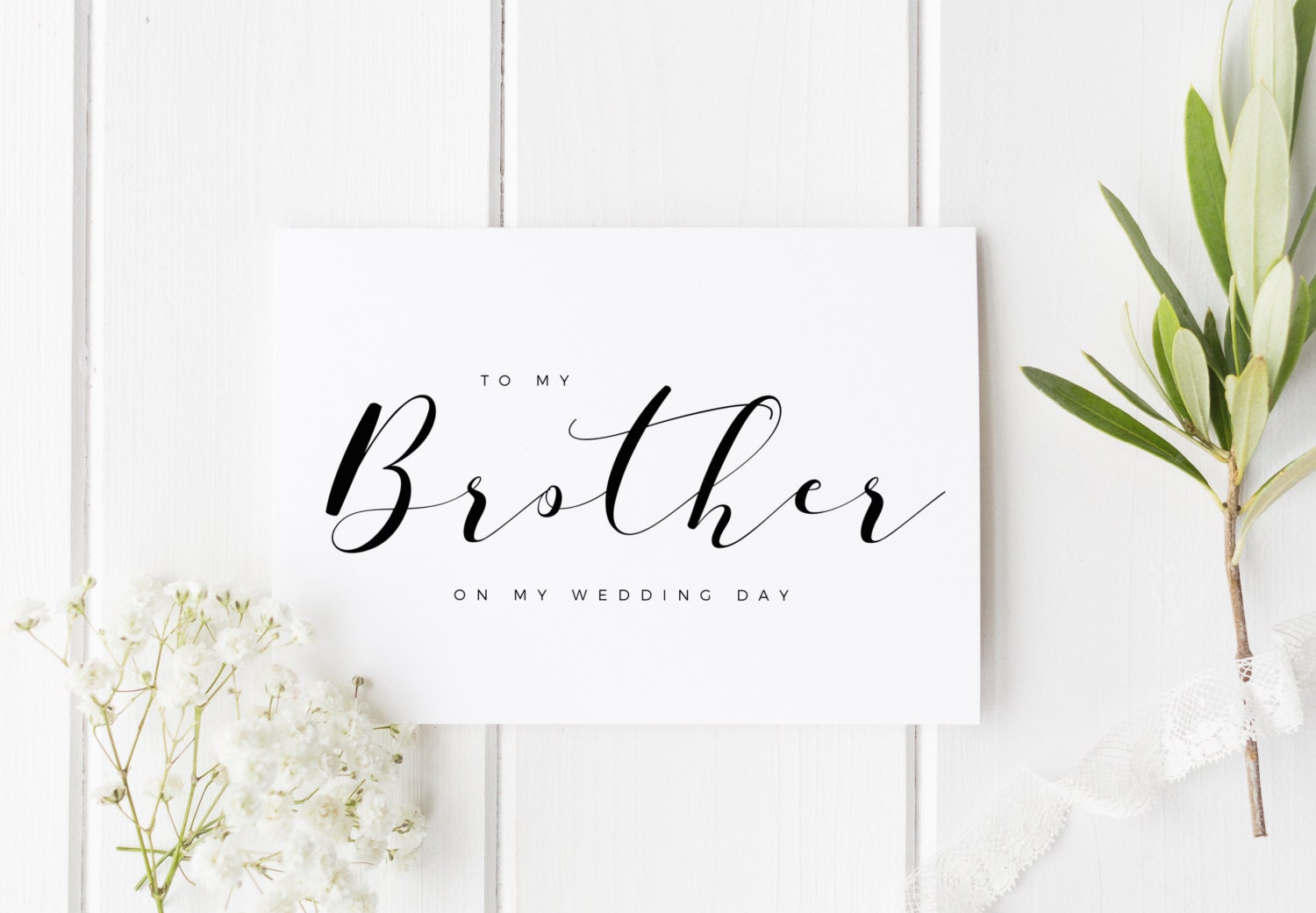 To My Brother On My Wedding Day, Brother Wedding Day Card, Calligraph…