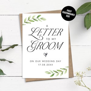 Wedding Letter To Groom Card, Wedding Day Card For Husband, Card To Groom On Wedding Day, Personalised To My Groom Card, Custom Vows Card