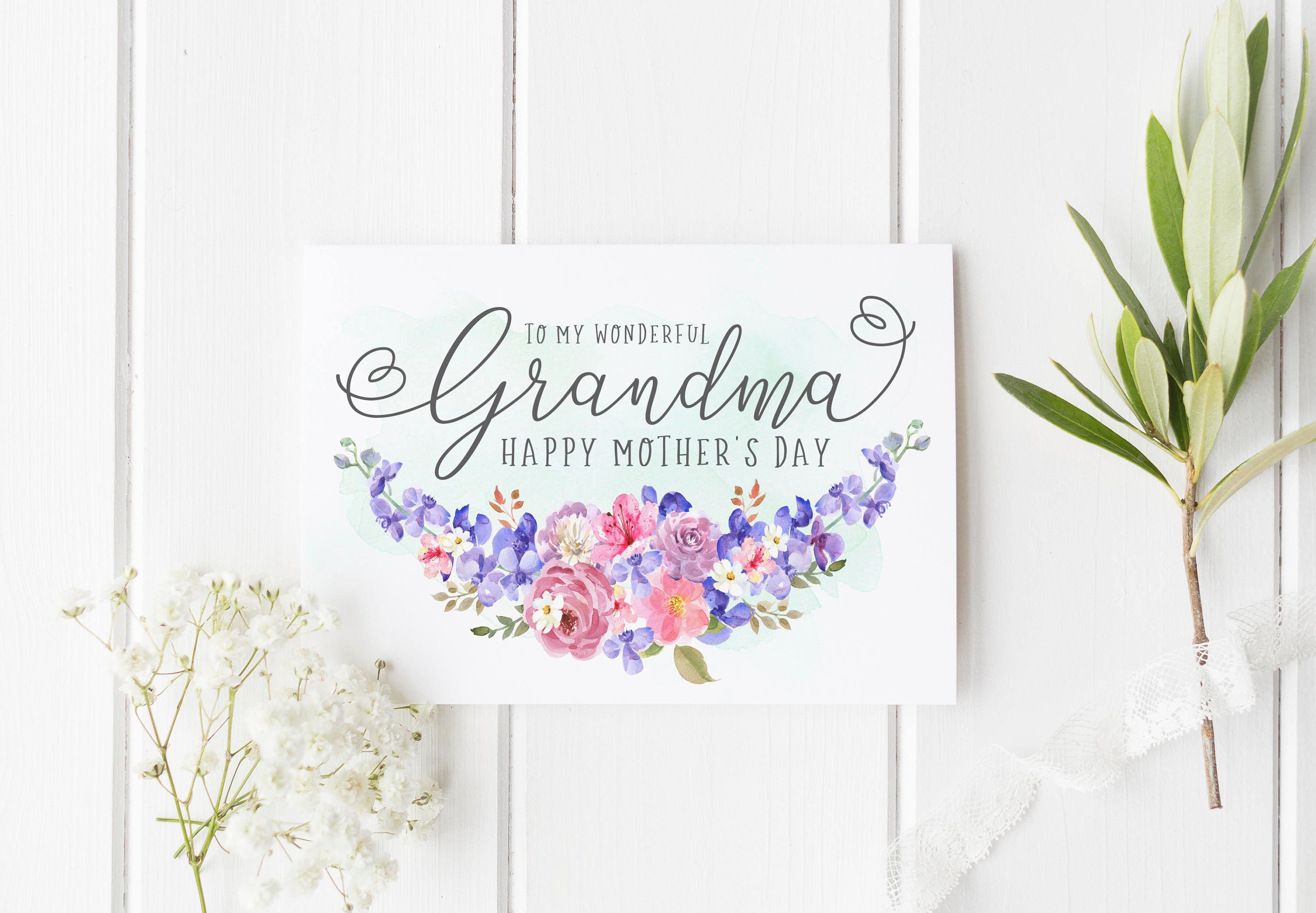 Grandma Mother's Day Card, Personalized Mother's Day Card, Wo…