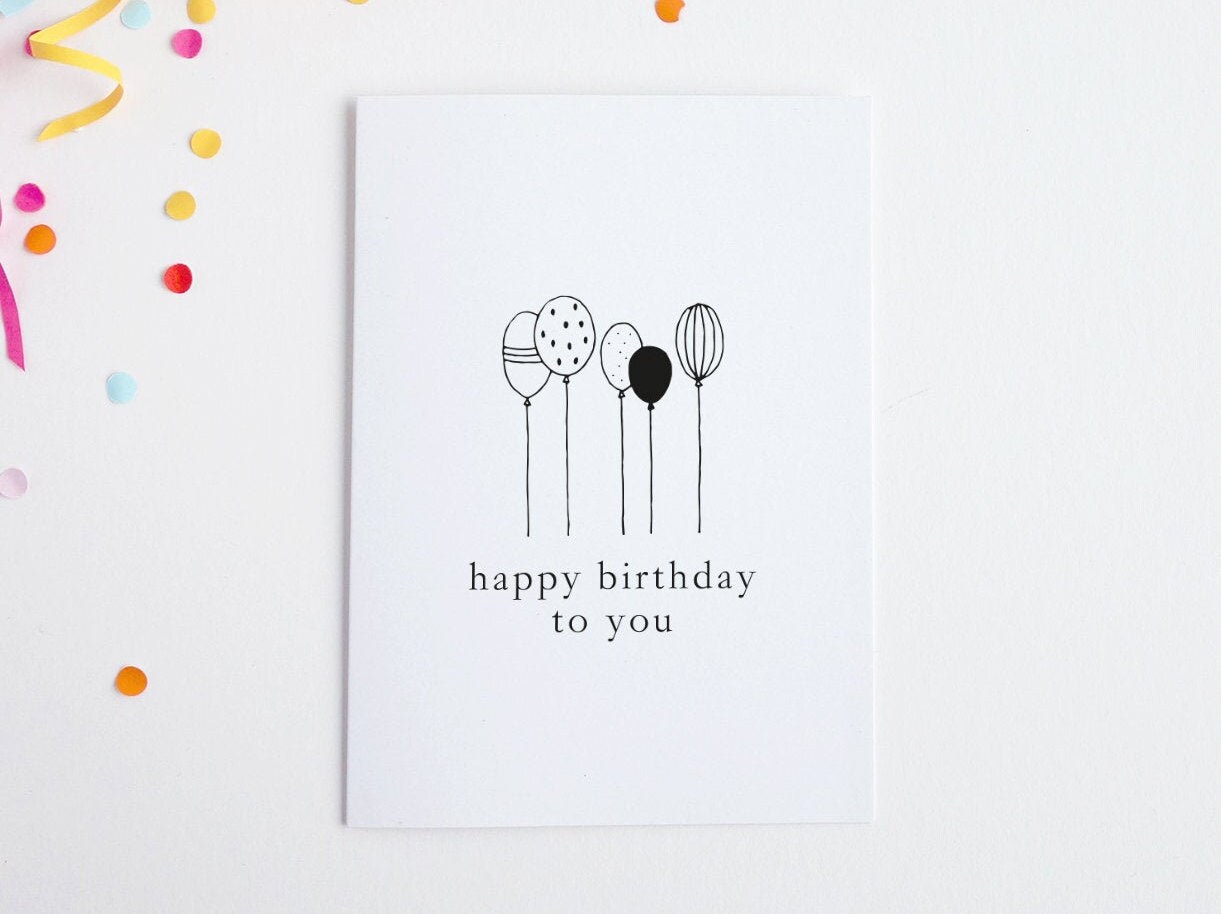 Simple Birthday Card Balloons Birthday Card Birthday Card Etsy