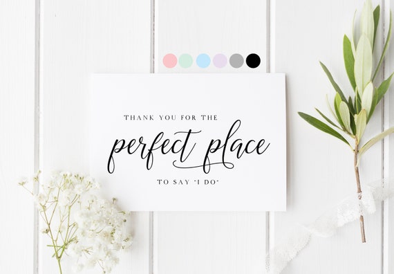 Wedding Venue Thank You Card, Thank You Perfect Place To Say I Do, Wedding Vendor Thank You Card, Wedding Venue Card, Perfect Wedding Venue