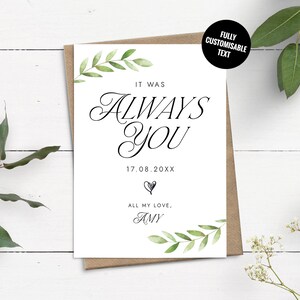 Carte de mariage C'était toujours vous, Carte pour le marié, Carte de mariage pour la mariée, Carte au marié le jour de notre mariage, Carte de mariage personnalisée