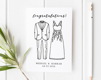 Personalized Wedding Card, Mr & Mrs Wedding Card, Newly Married Couple Card, Congratulations Wedding Card