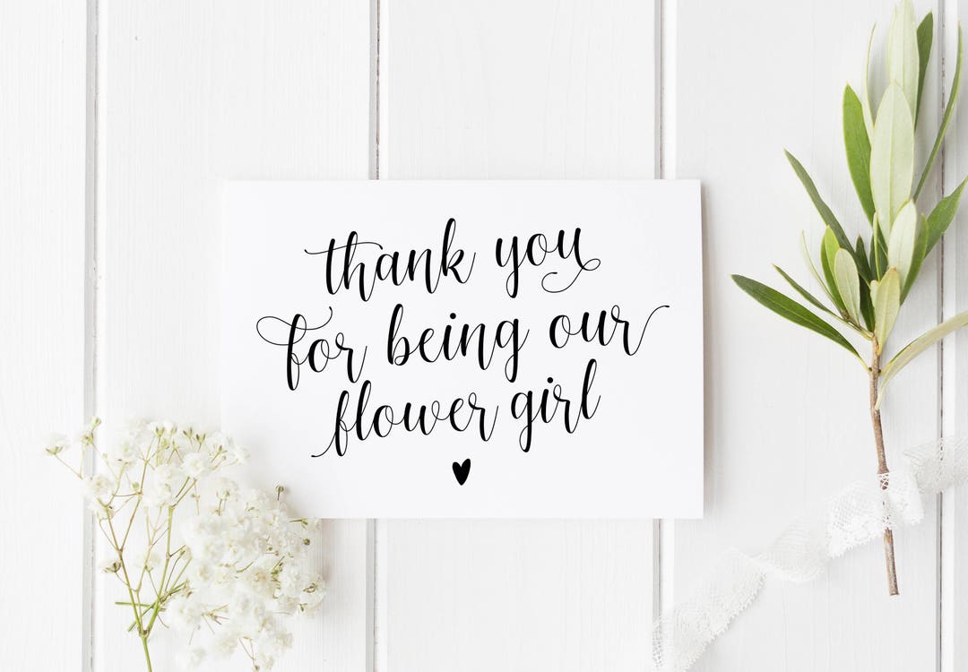 Thank You Flower Girl Card, Pretty Flower Girl Card, Wedding Thank You ...
