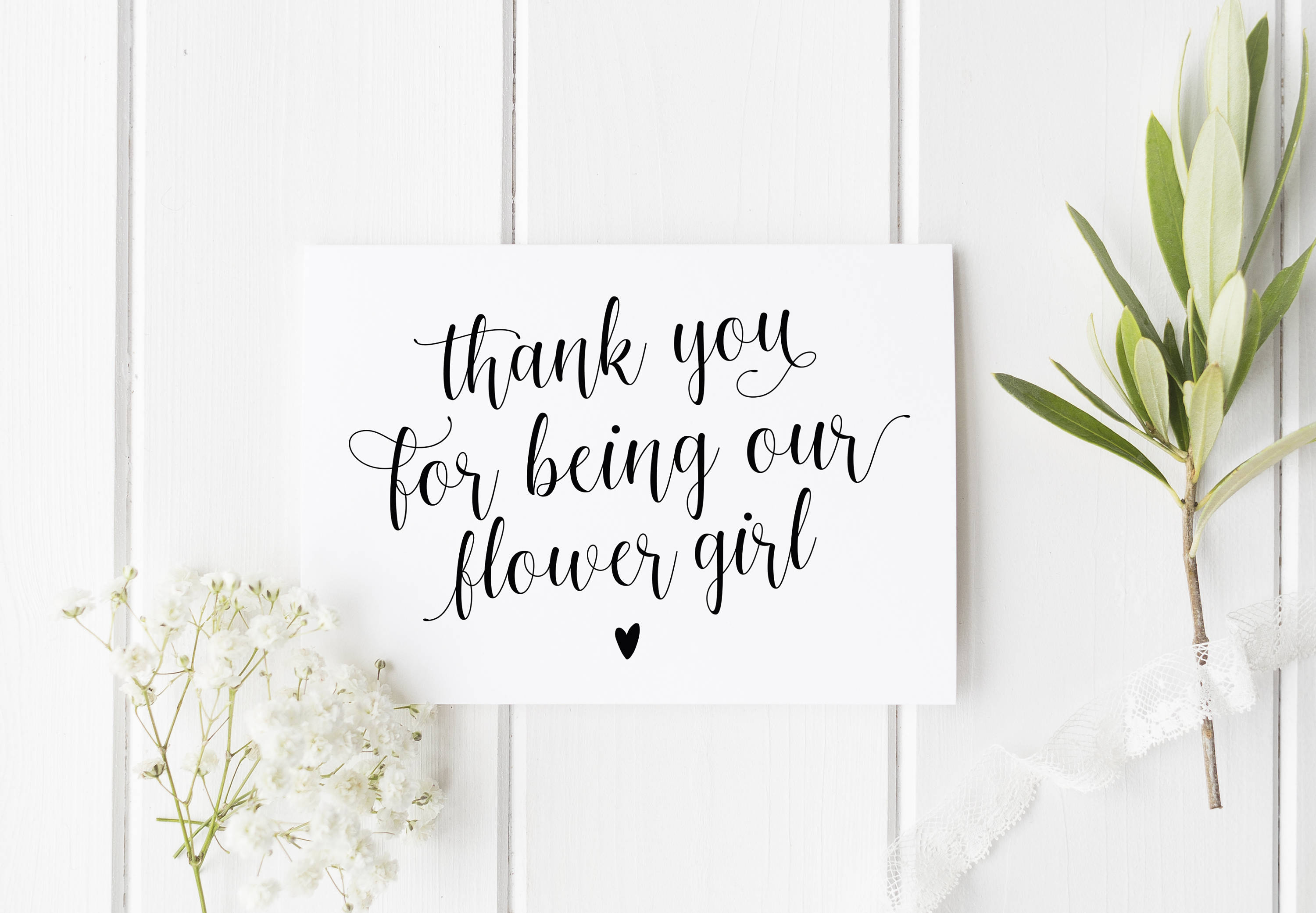 Thank You Flower Girl Card, Pretty Flower Girl Card, Wedding Thank Yo…