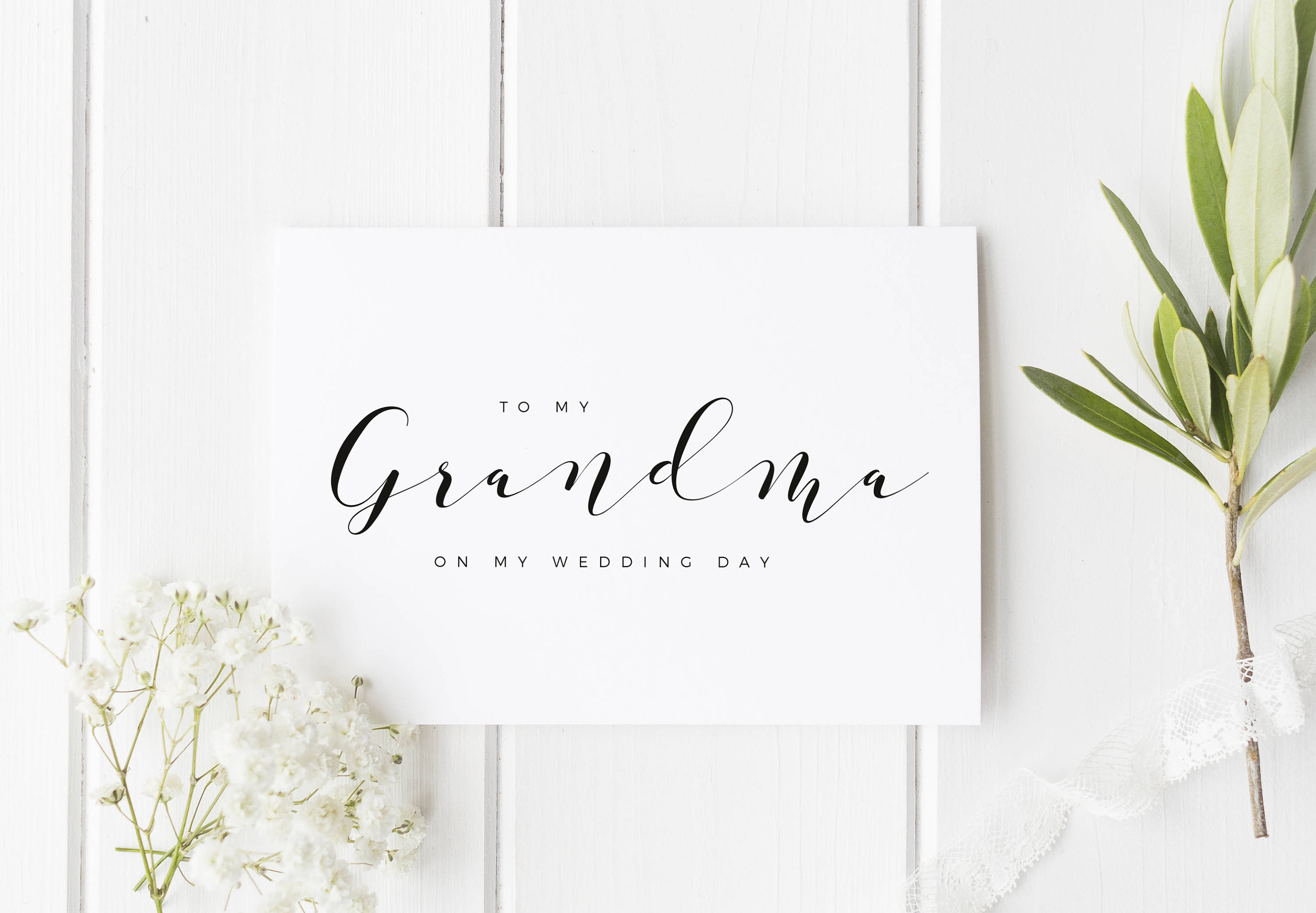 To My Grandma On My Wedding Day, Grandma Wedding Day Card, Calligraph…