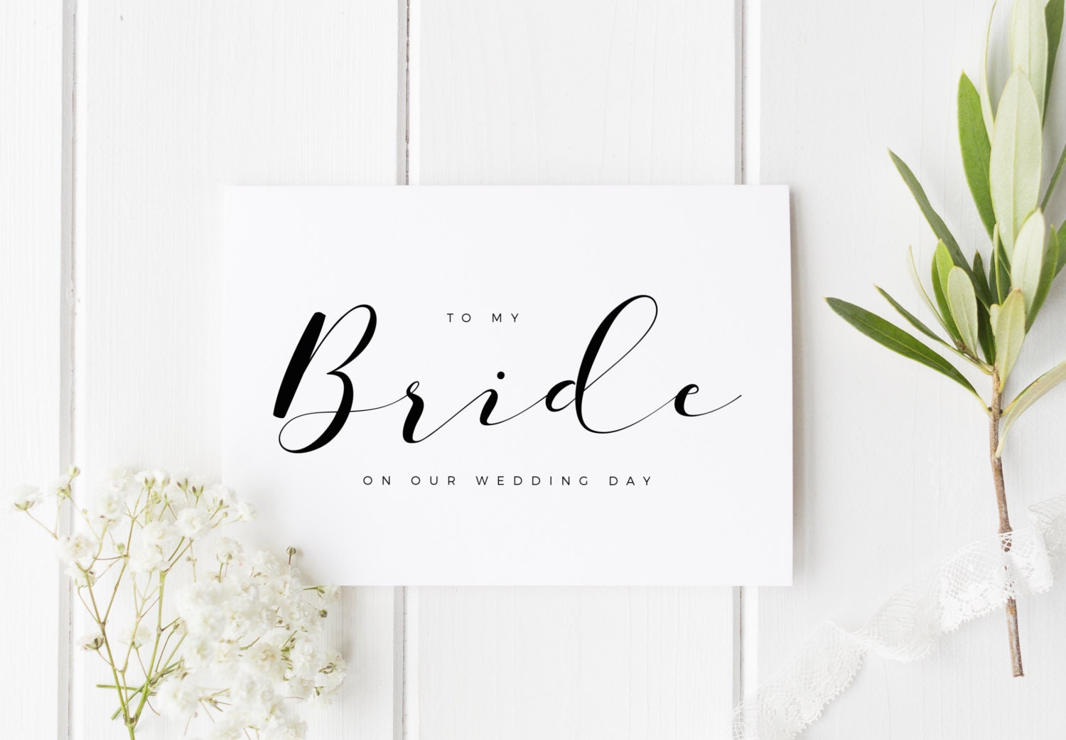 To My Bride On Our Wedding Day, Bride Wedding Day Card, Calligraphy W…