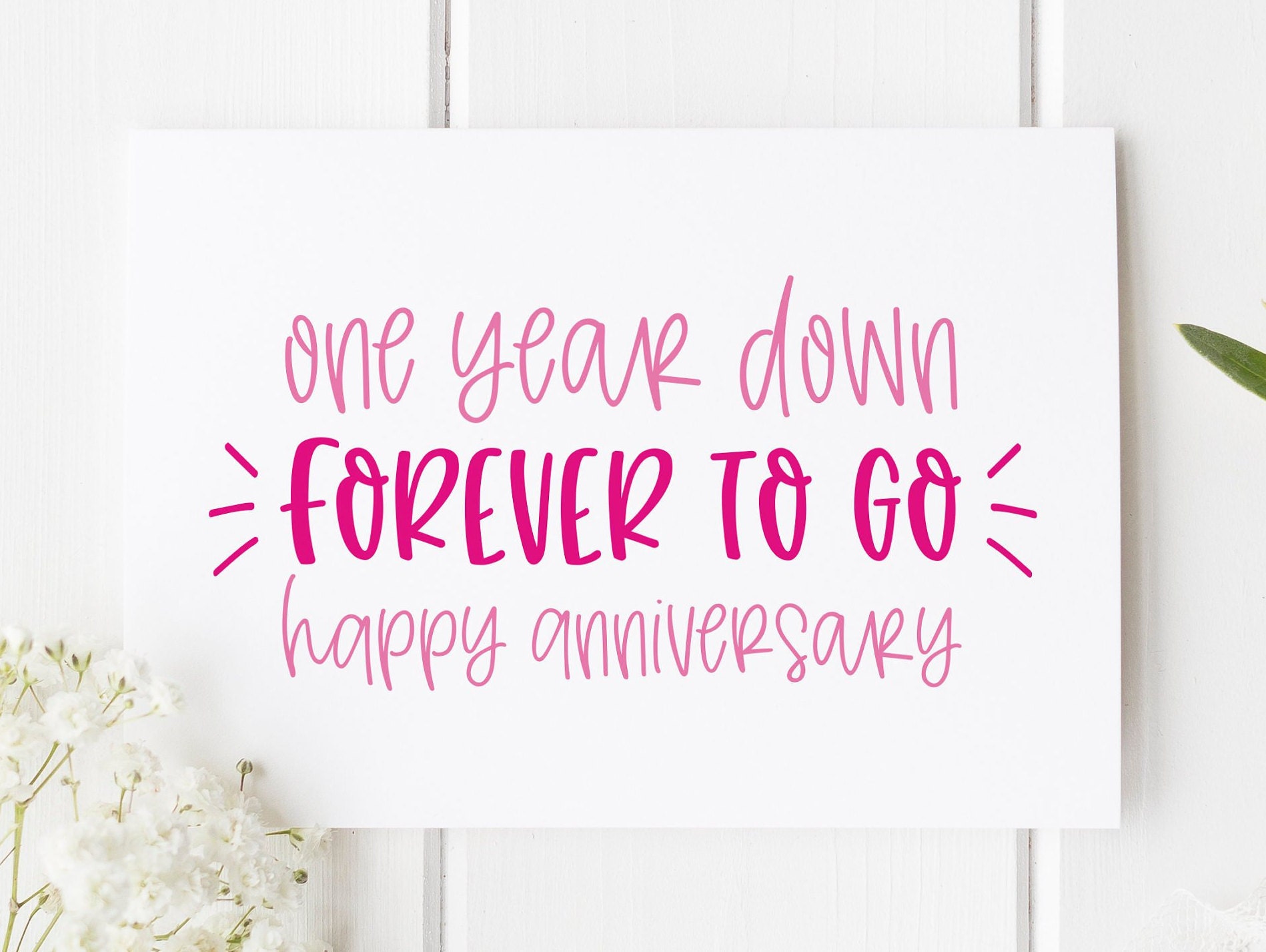 First Anniversary Card One Year Down Forever To Go 1 Year | Etsy