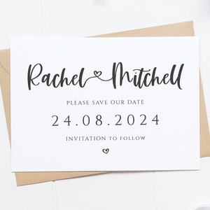 Heart Save The Date Card, Simple Save the Dates, Modern Save The Date Card, Simple Wedding Invitation, Wedding Invitation Suite