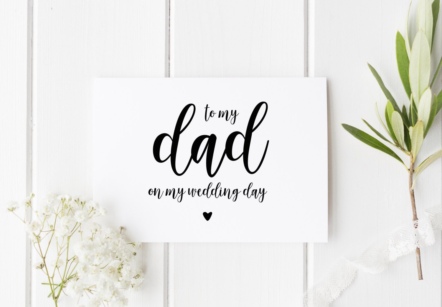 To My Dad On My Wedding Day, Dad Heart Wedding Day Card, Pretty Weddi…