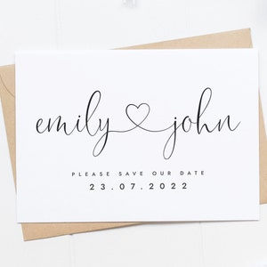 Simple Save the Date Cards, Pretty Heart Save The Date Card, Wedding Announcement Card, Classy Save The Date Card, Simple Wedding Invitation