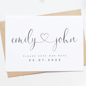 Simple Save the Date Cards, Pretty Heart Save The Date Card, Wedding Announcement Card, Classy Save The Date Card, Simple Wedding Invitation