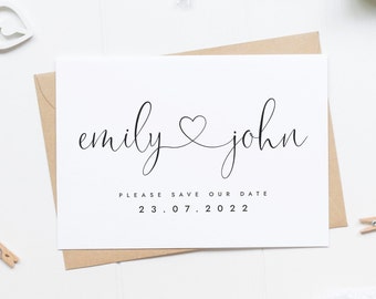 Simple Save the Date Cards, Pretty Heart Save The Date Card, Wedding Announcement Card, Classy Save The Date Card, Simple Wedding Invitation