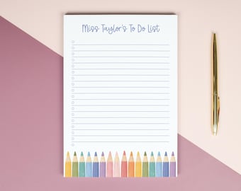 Teacher To Do List Pad With Checklist, Personalised Teacher Notepad, End of Year Gift