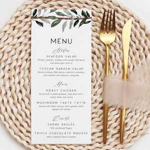 Cartes de menu de mariage, menu de mariage bohème imprimé, menus de mariage personnalisés, cartes de menu de dîner, décorations de table de mariage, menu DL