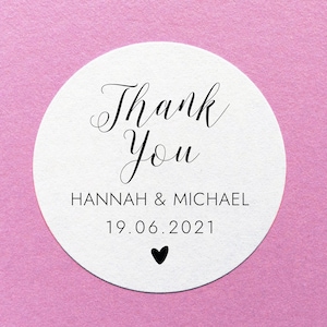 Personalised Thank You Sticker, Simple Wedding Stickers, Personalised Wedding Stickers, Classic Wedding Stickers, Wedding Favour Stickers